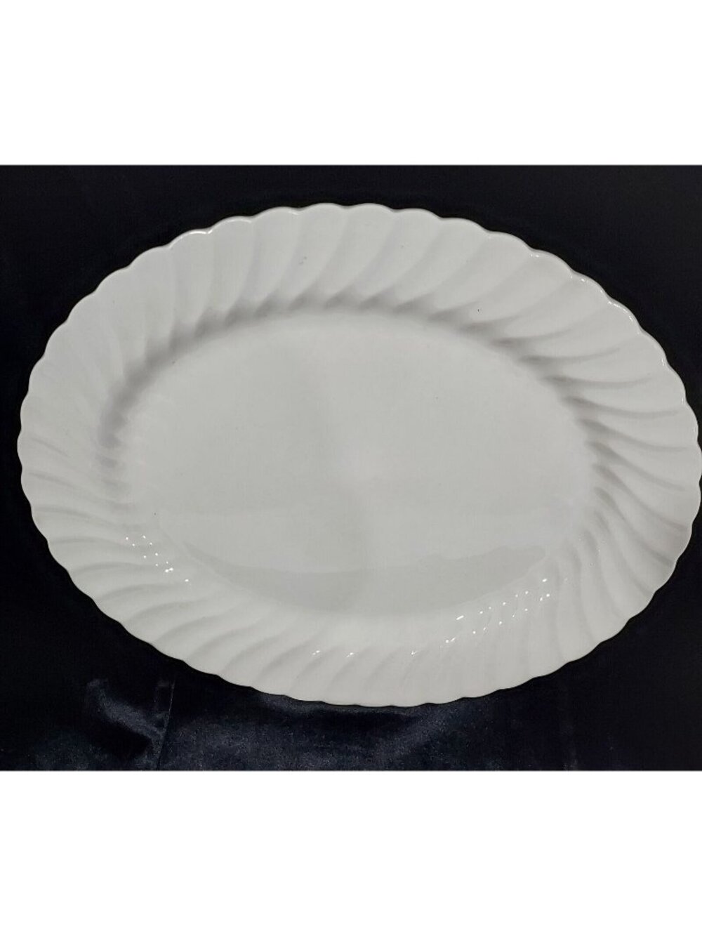 Johnson Brothers Ironstone Snow White Regency 14" Scalloped Edge Oval Platter